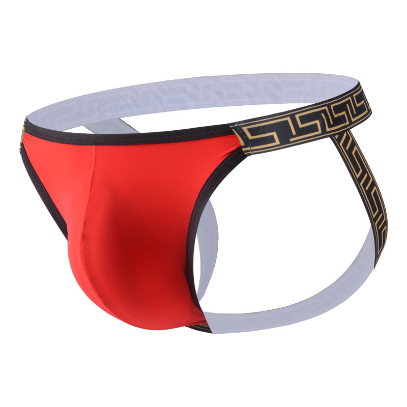 Image of Men’s Thong Large Pocket Pockets Exposed Buttocks Nylon Panties Low Waist Sexy T-Pants Gay Trendy Erotic Underwear